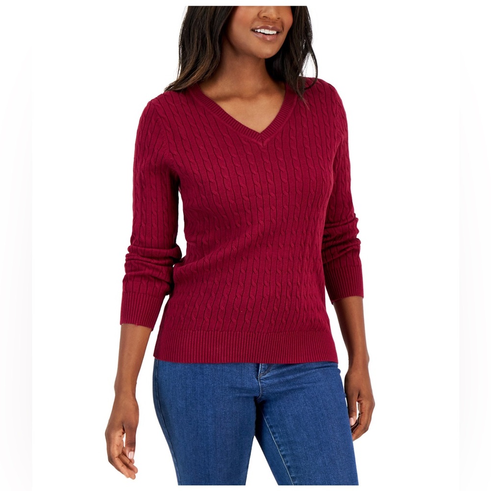 ☃️ Karen Scott Sz S V neck pullover sweater